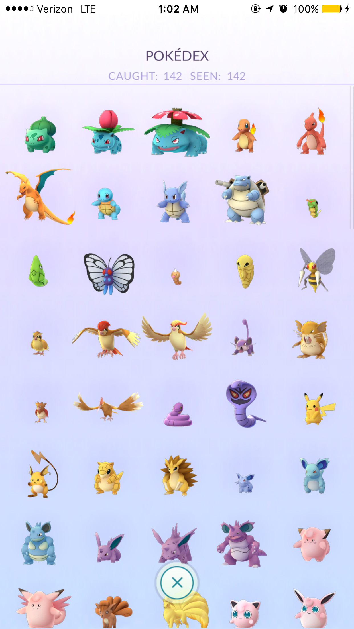 pokemon go characters list